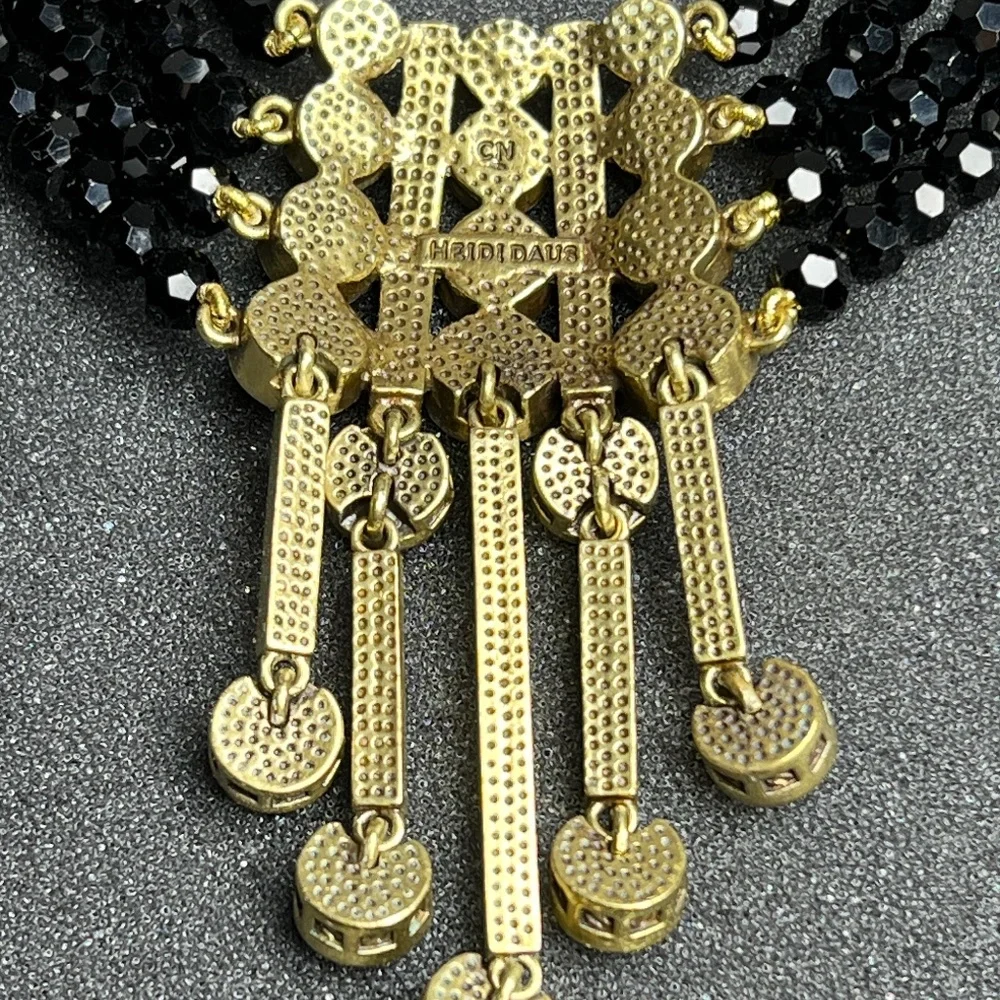 HEIDI DAUS "AN AFFAIR TO REMEMBER" 4 STRAND NECKLACE & EARRINGS SET Black & Red - Picture 7 of 14